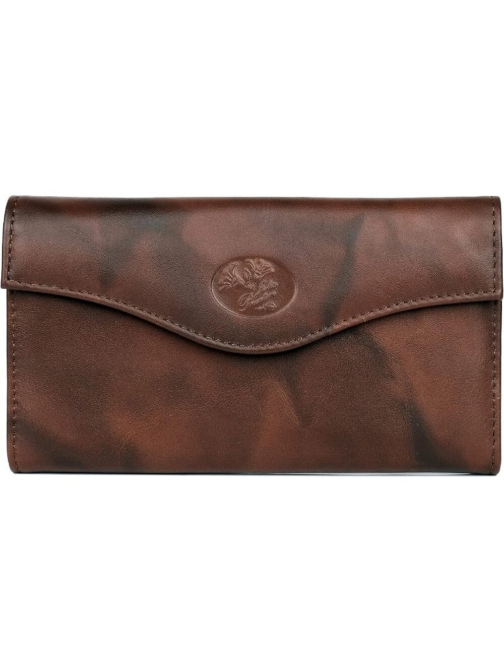 Stylish Leather Organizer Clutch Wallet with RFID Blocking - Mahogany Color
